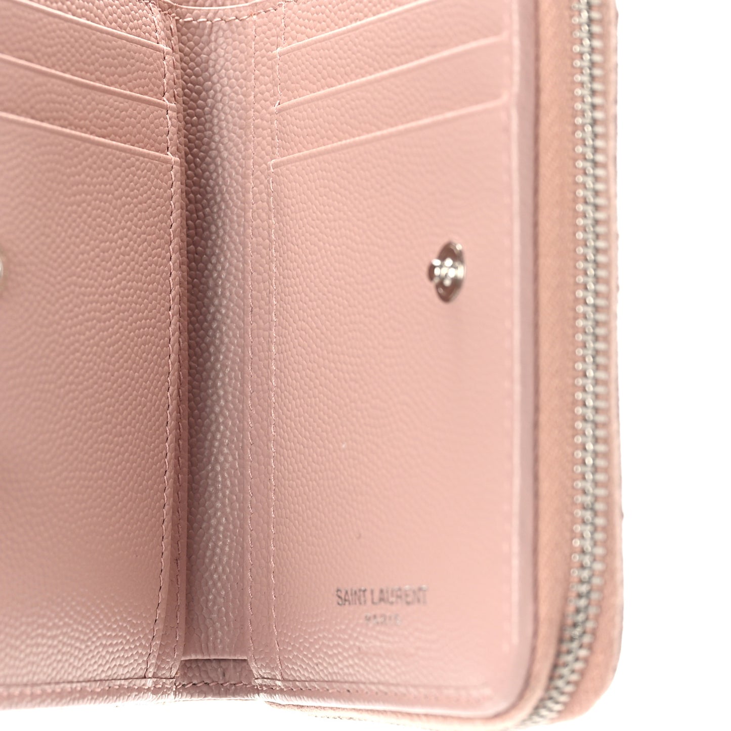 Grain De Poudre Matelasse Chevron Monogram Compact Zip Around Wallet Pink