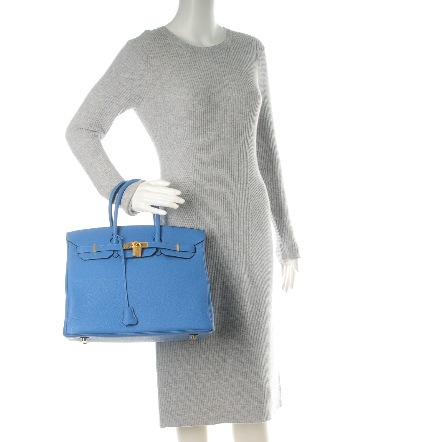 Hermes Taurillon Clemence Birkin 35 Bleu Paradis 2 of 27