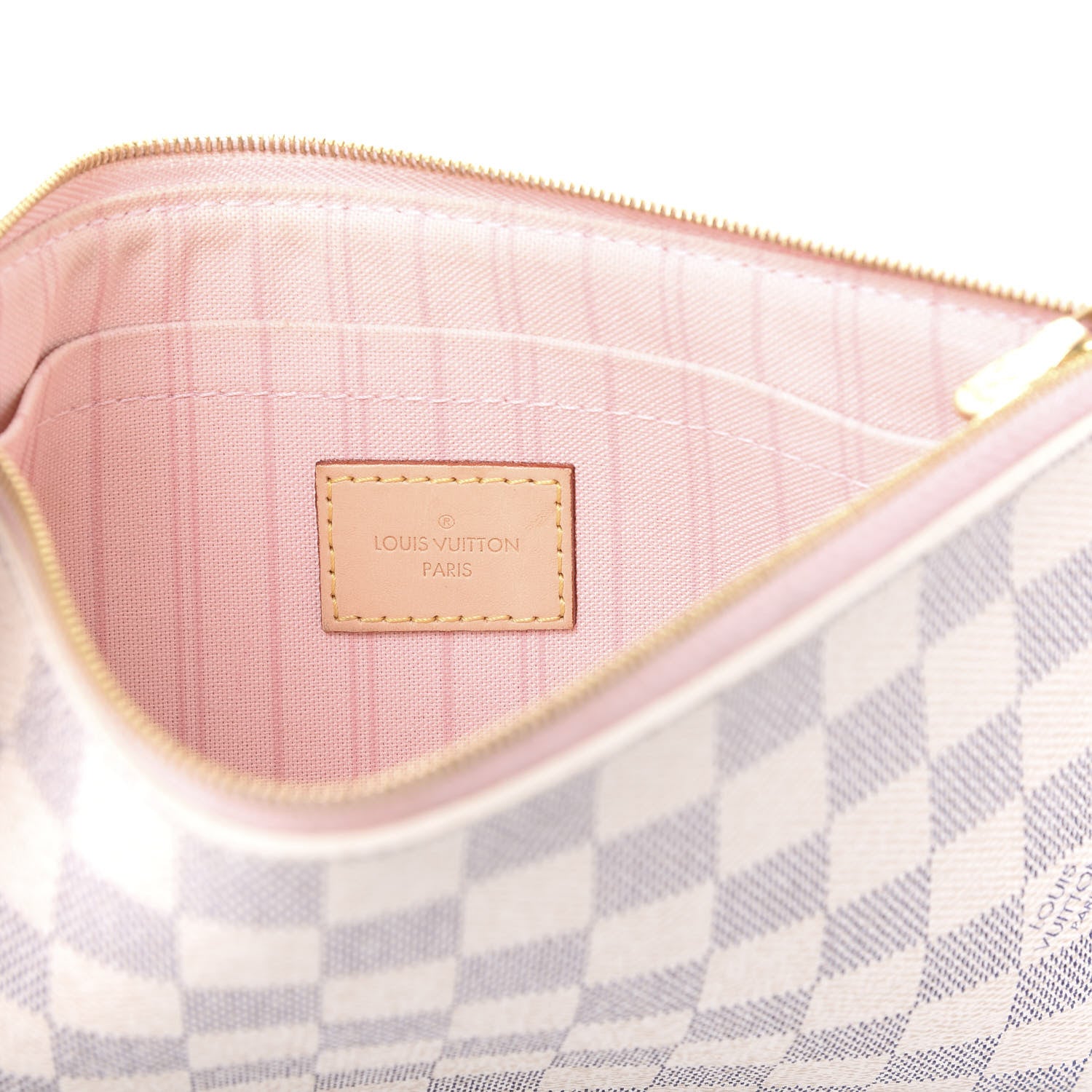 Louis Vuitton Damier Azur Neverfull MM GM Pochette Rose Ballerine 5 of 9