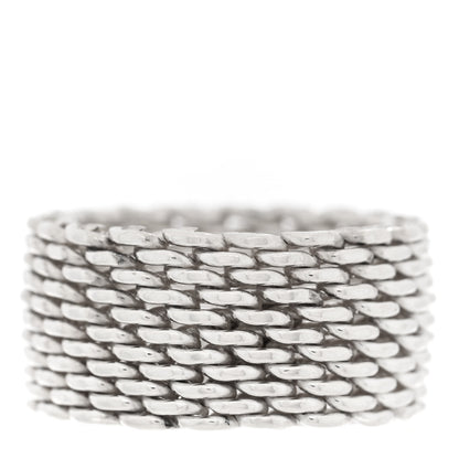 Tiffany Sterling Silver Somerset Mesh Ring 52 6 3 of 4