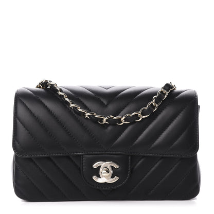 Chanel Lambskin Chevron Quilted Mini Rectangular Flap Black 1 of 10