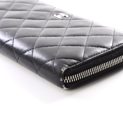 Chanel Lambskin Quilted Large Gusset Zip Around Wallet Black 6 of 12
