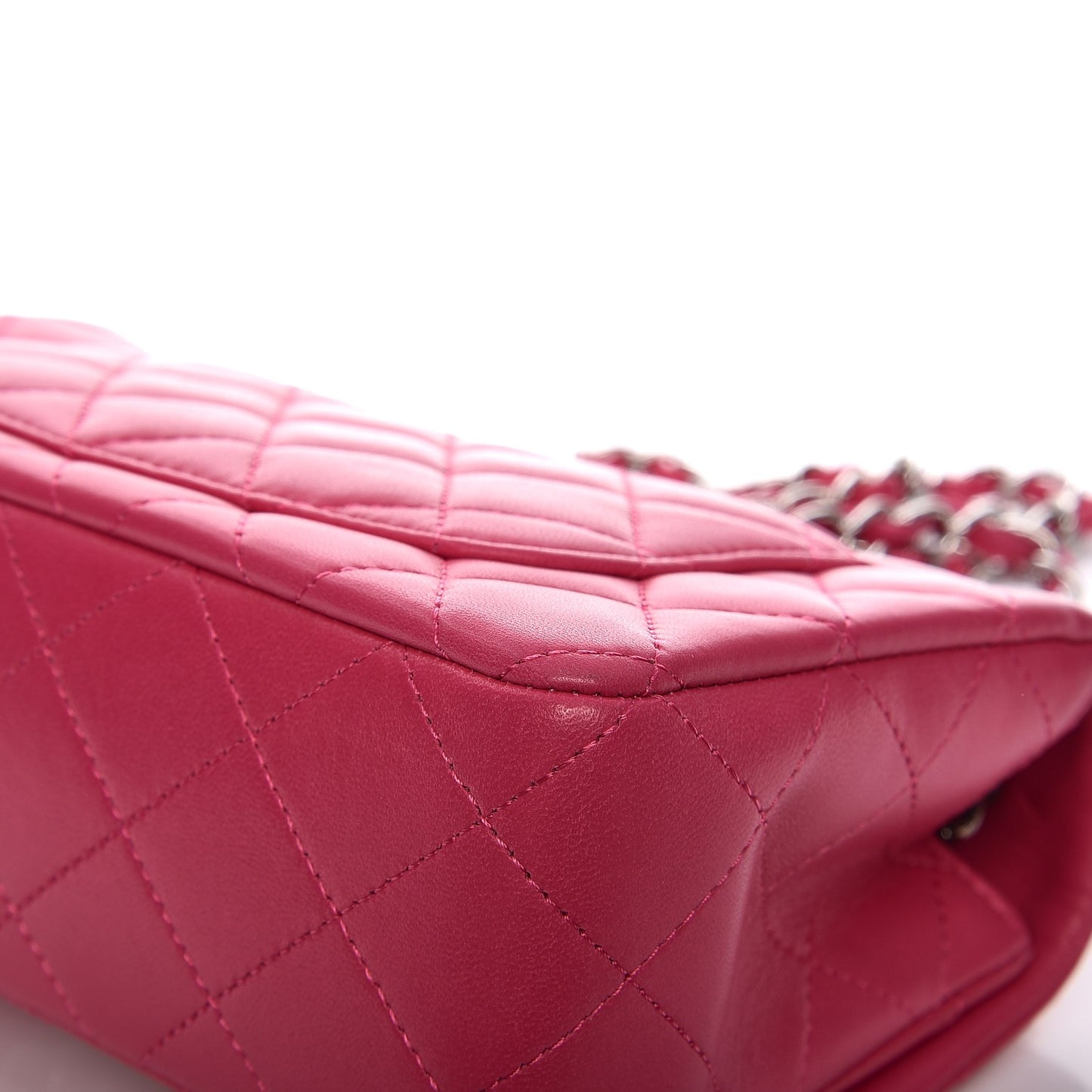 Lambskin Quilted Mini Rectangular Flap Fuchsia