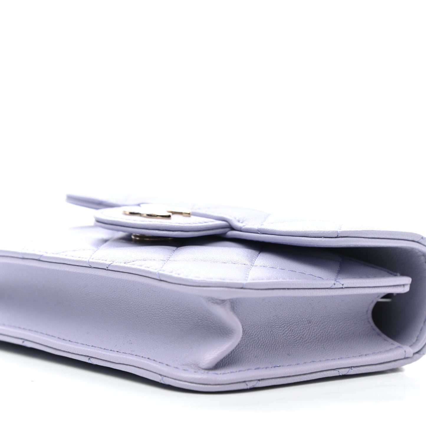Lambskin Quilted Top Handle Flap Coin Purse With Chain Light Purple