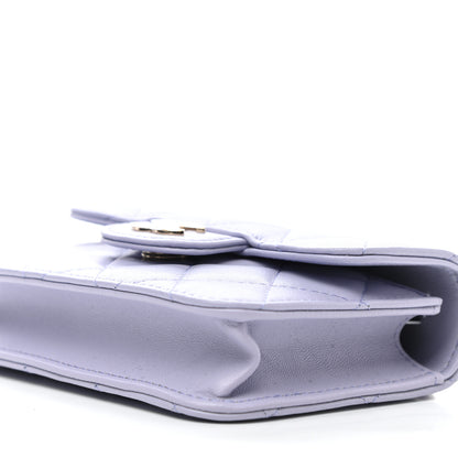Chanel Lambskin Quilted Top Handle Flap Coin Purse With Chain Light Purple 11 of 11