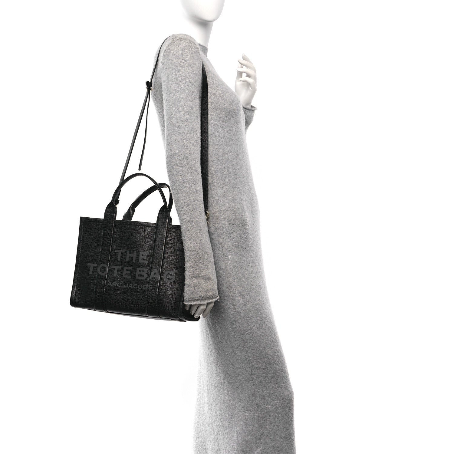 Marc Jacobs Grained Calfskin Medium The Tote Bag Black 2 of 9