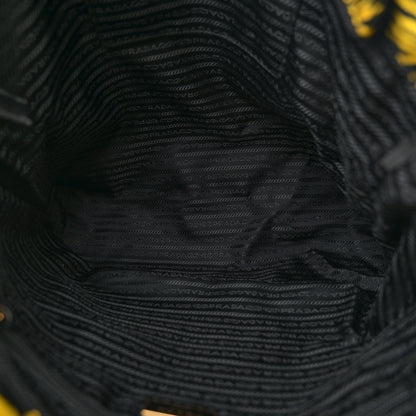 Prada Tessuto Nylon Saffiano Floral Print Tote Giallo 5 of 10
