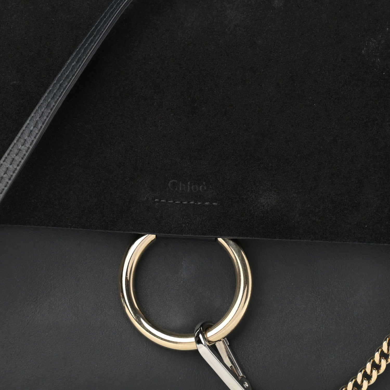 Chloe Suede Calfskin Medium Faye Shoulder Bag Black 8 of 11