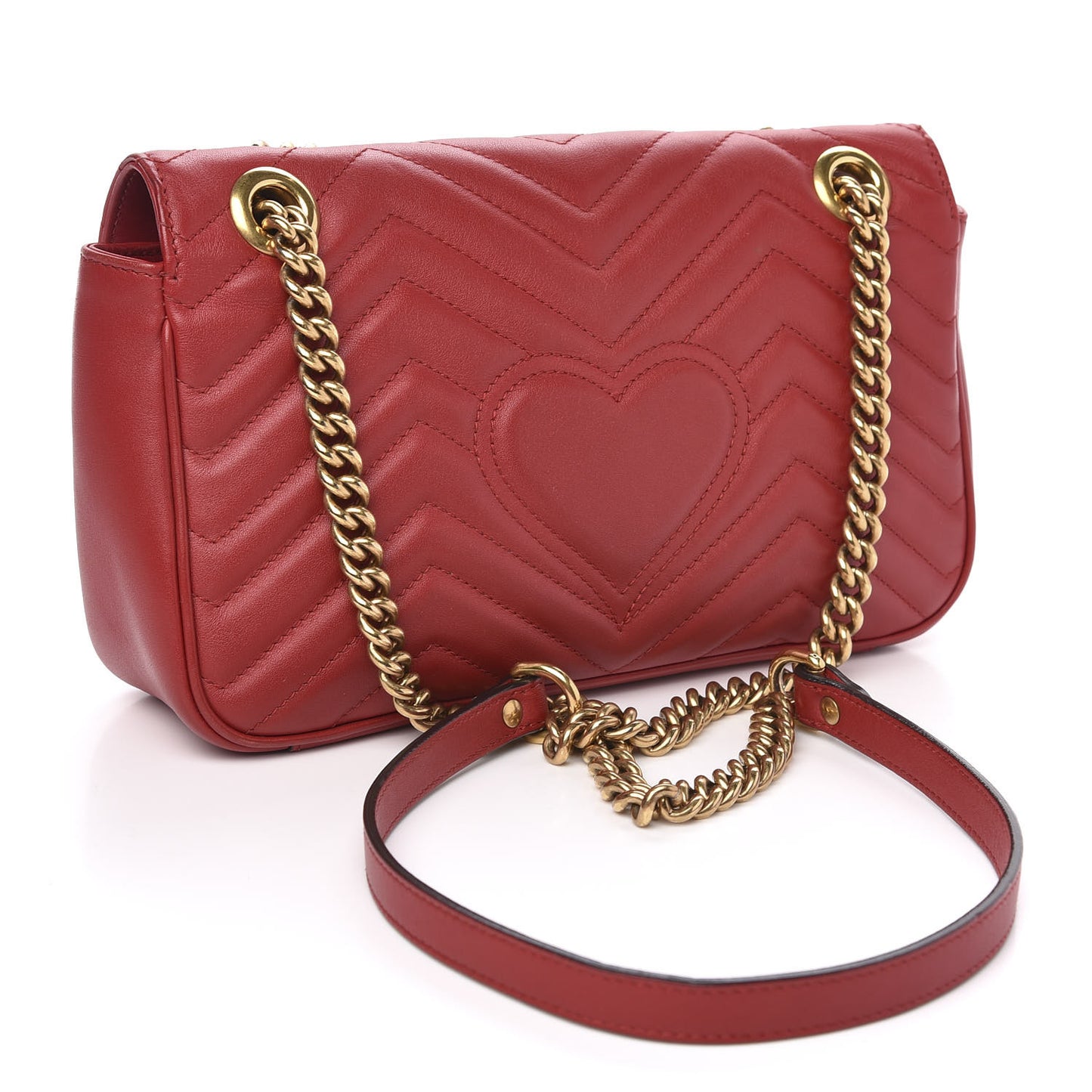 Calfskin Matelasse Small GG Marmont Shoulder Bag Hibiscus Red