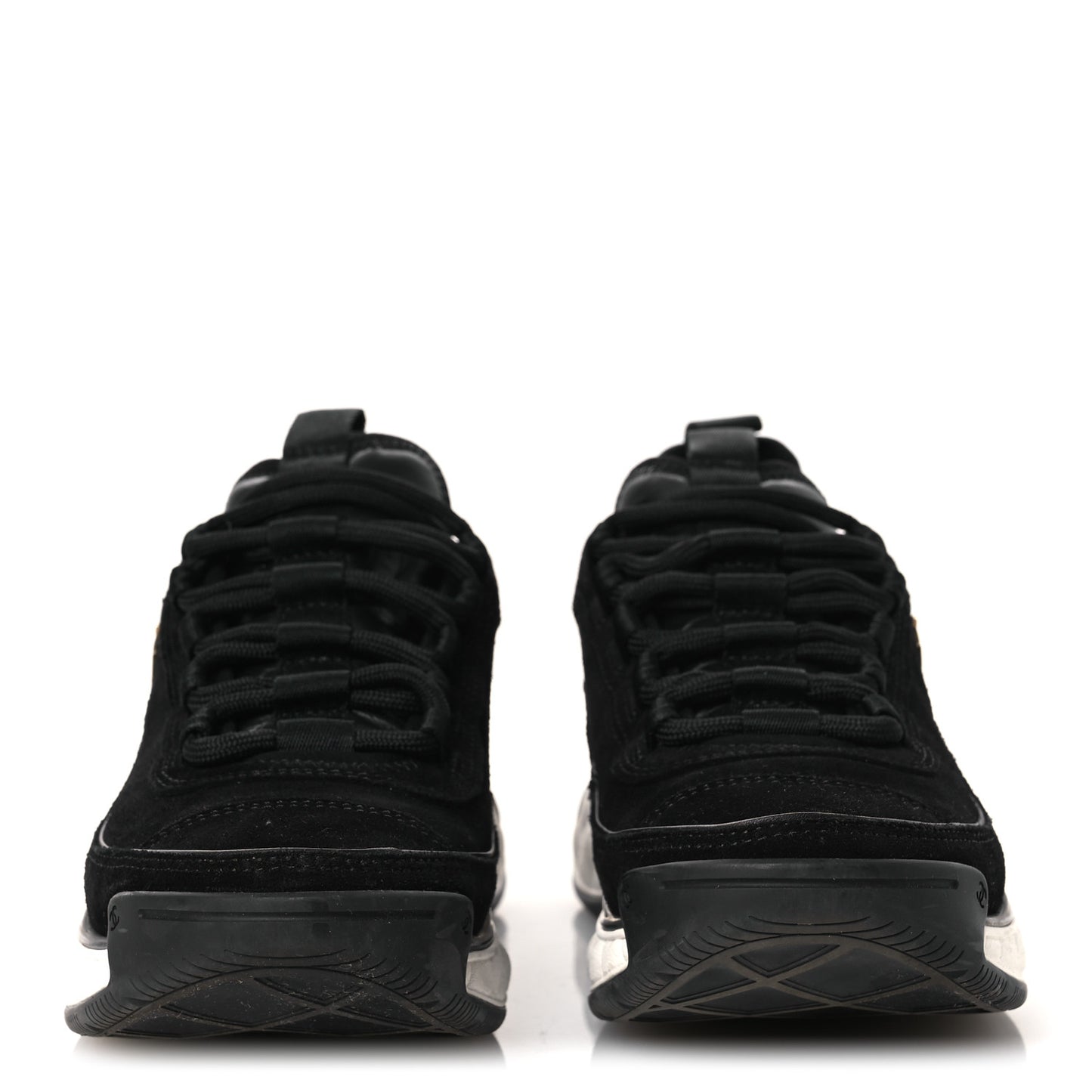 Suede Calfskin Nylon Grosgrain CC Sneakers 36 Black