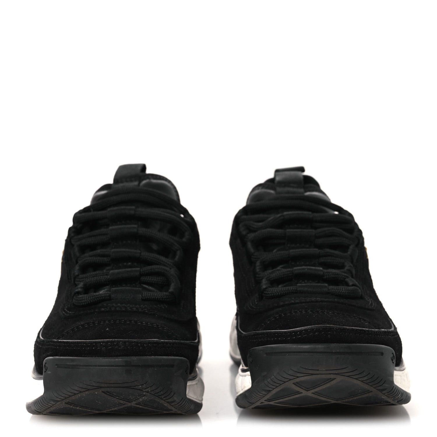 Chanel Suede Calfskin Nylon Grosgrain CC Sneakers 36 Black 2 of 10