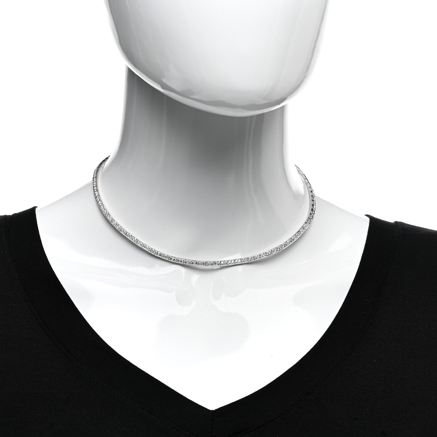 Anita Ko 18K White Gold Diamond Link Choker Necklace 2 of 4