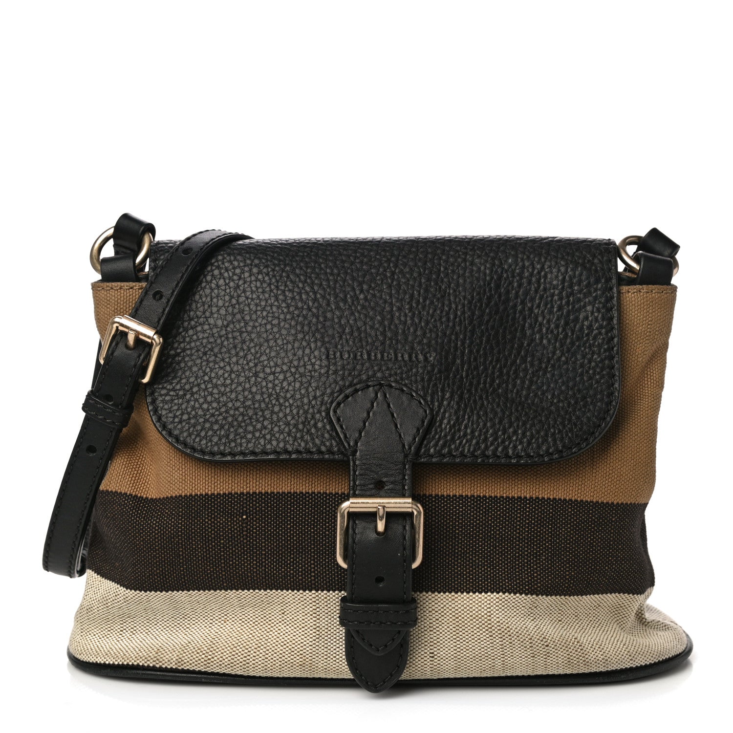 Burberry Mega Check Grainy Calfskin Small Gowan Messenger Bag Black 1 of 10