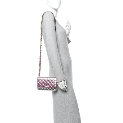 Chanel Gradient Metallic Lambskin Quilted Like A Wallet Wallet On Chain WOC Gold Pink 2 of 14