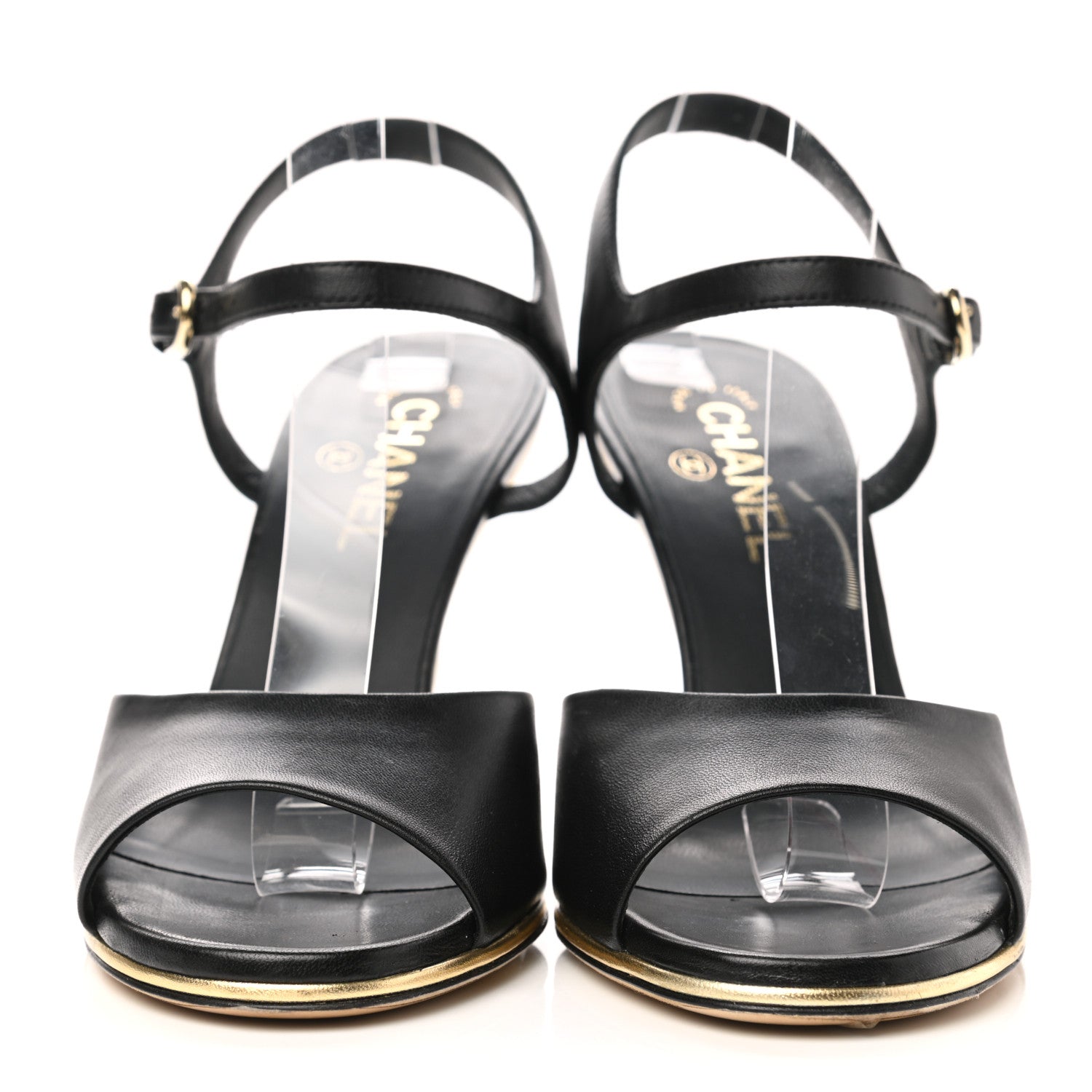 Chanel Lambskin Lucite CC Wedge Sandals 41 Black 2 of 9