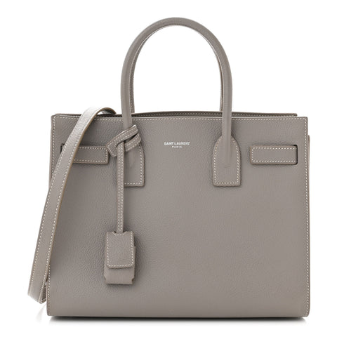 Grained Calfskin Topstitch Baby Sac De Jour Fog