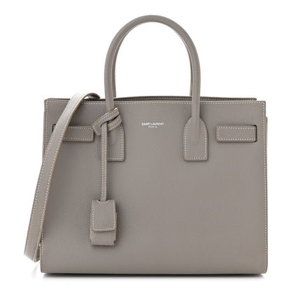 Saint Laurent Grained Calfskin Topstitch Baby Sac De Jour Fog 1 of 12