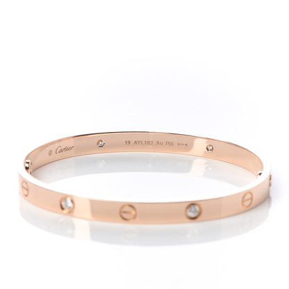 Cartier 18K Pink Gold 4 Diamond LOVE Bracelet 19 5 of 6