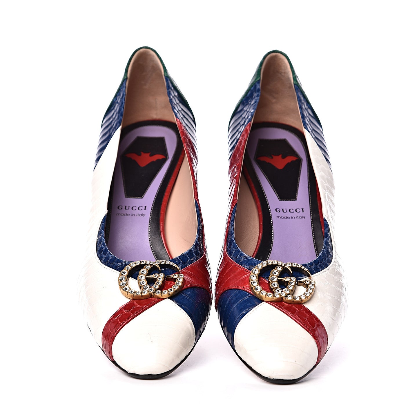 Snakeskin Crystal Double G Pumps 41 Multicolor