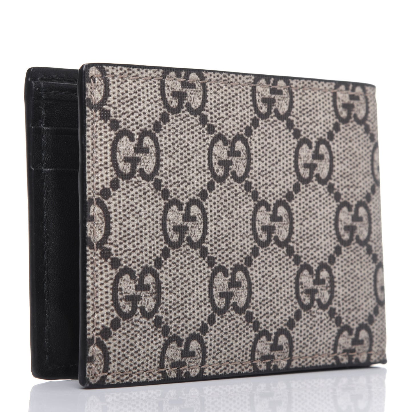 GG Supreme Monogram Bee Bi-fold Wallet Beige