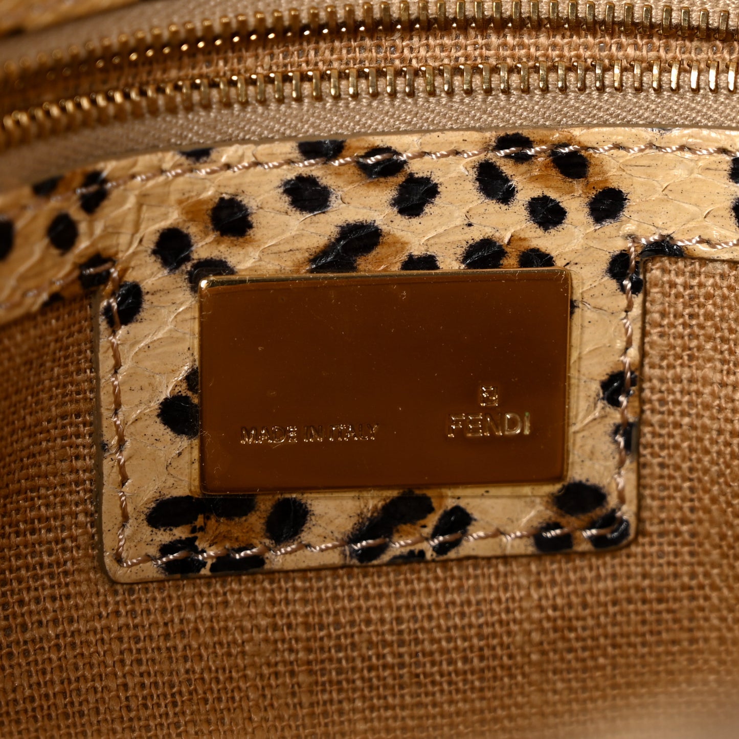 Snakeskin Leopard Print Baguette Beige