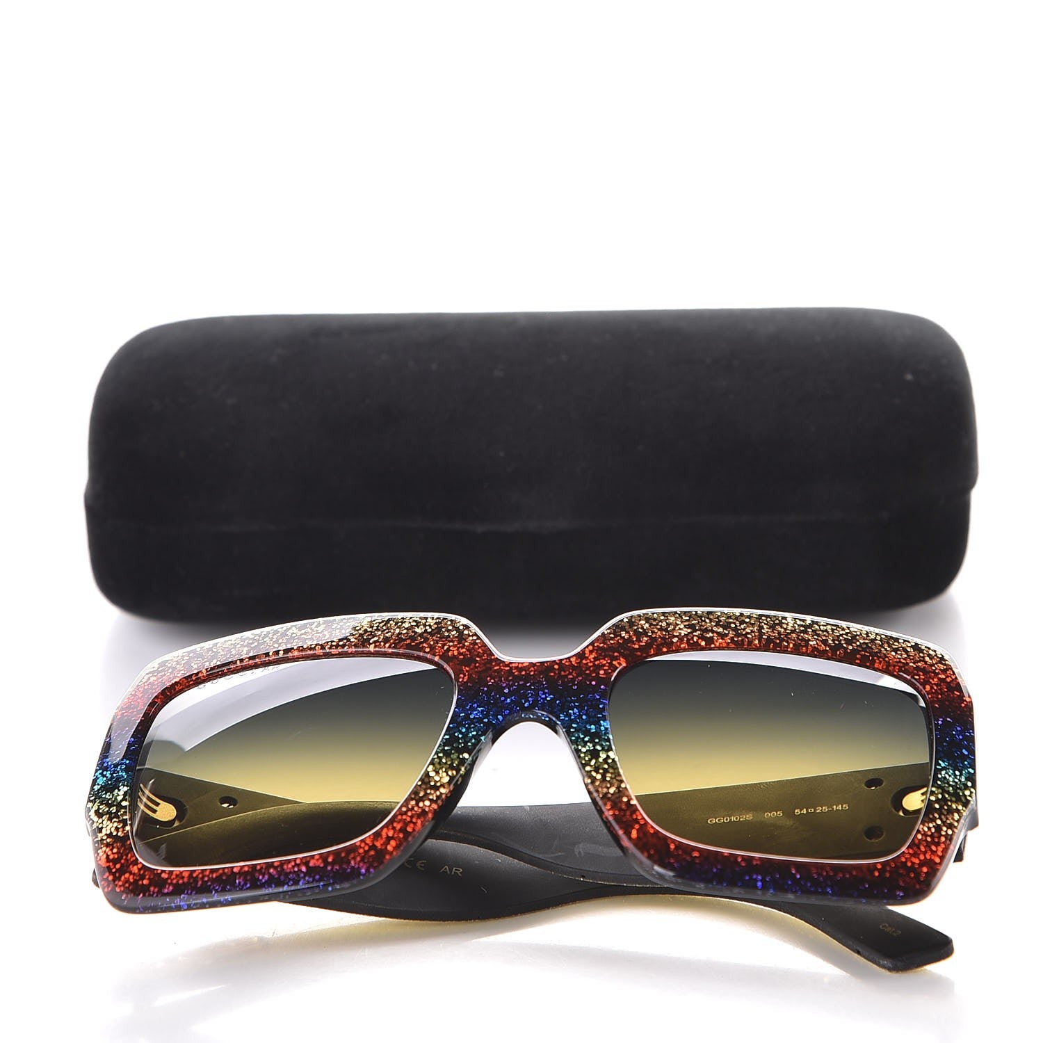 Gucci Square Frame GG0102S Sunglasses Glitter Gold Multi 9 of 9