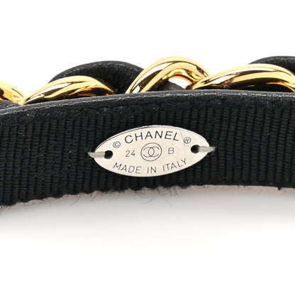 Chanel Metal Lambskin Chain CC Headband Black Gold 6 of 7