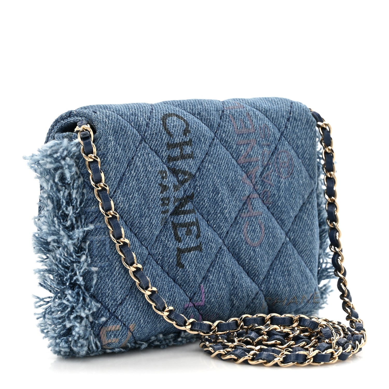 Chanel Denim Quilted Denim Mood Clutch With Chain Blue Multicolor 3 of 11