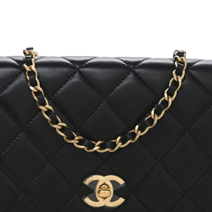 Chanel Lambskin Quilted CC Pearl Crush Wallet on Chain WOC Black 8 of 10