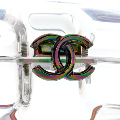 Chanel Plexiglass Iridescent Chain Fringe CC Clutch Clear 5 of 8