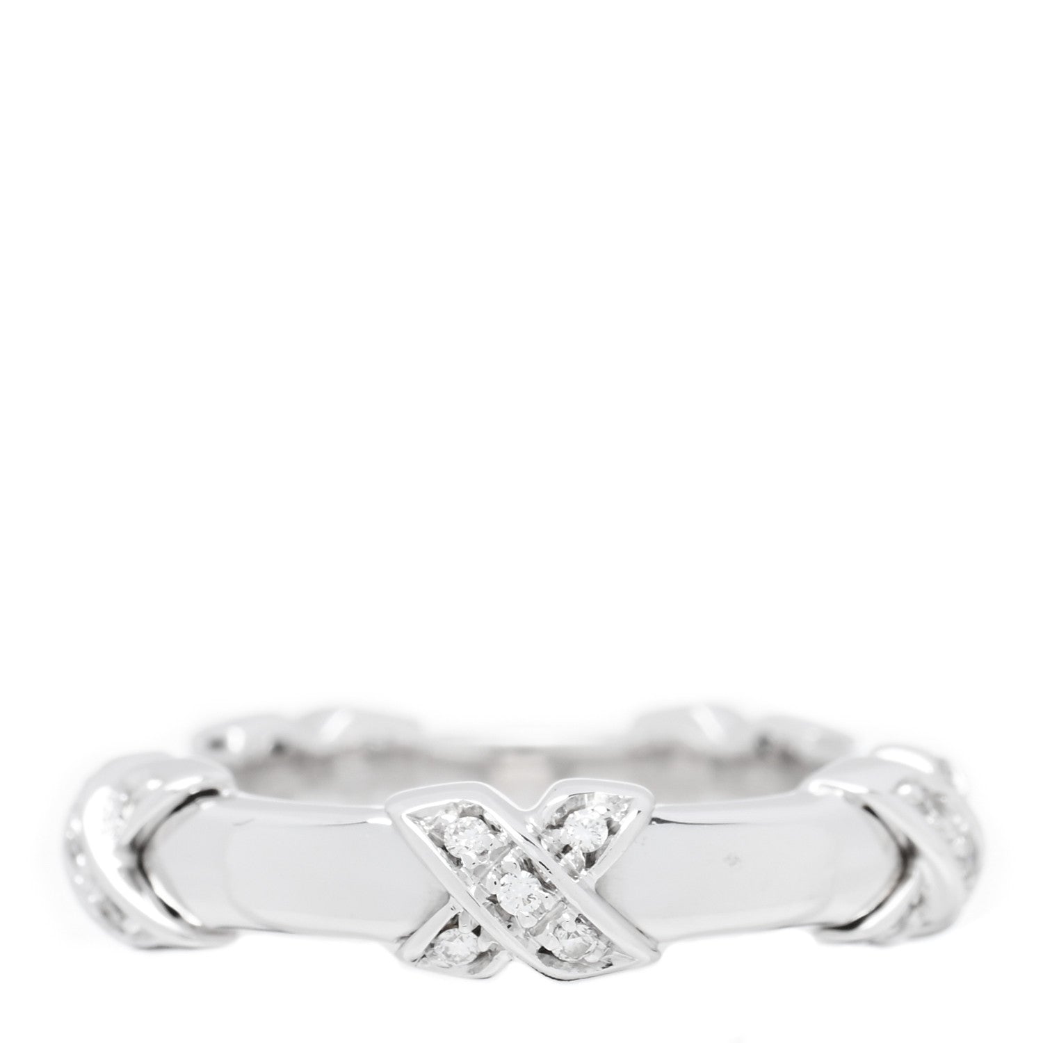 Tiffany 18K White Gold Diamond Signature X Ring 51 5.75 3 of 4