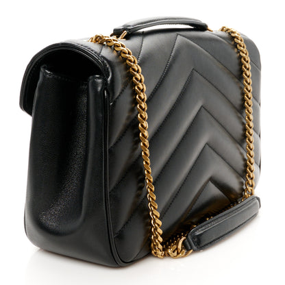 Saint Laurent Lambskin Chevron Quilted Medium Loulou Black 4 of 13