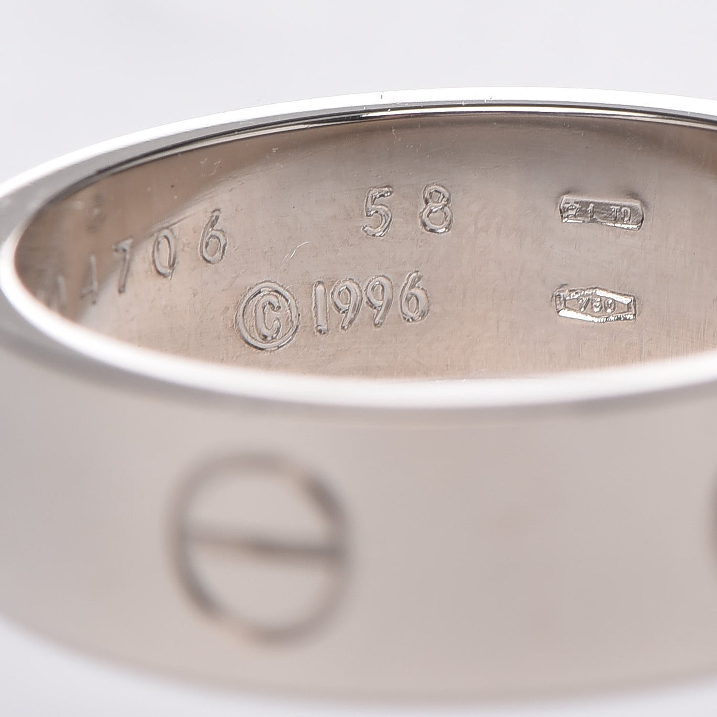 18K White Gold 6mm LOVE Ring 58 8.25