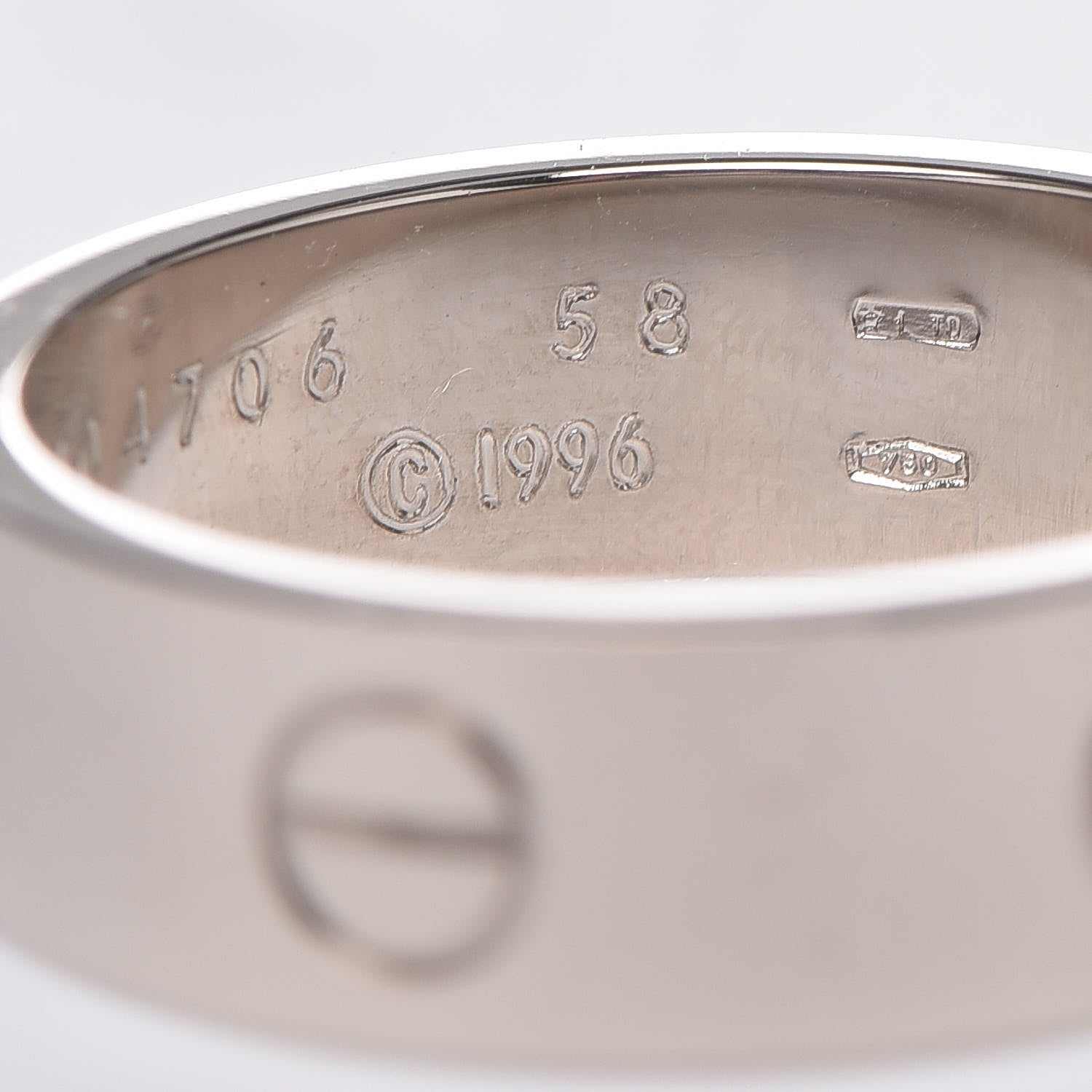 Cartier 18K White Gold 6mm LOVE Ring 58 8.25 4 of 5