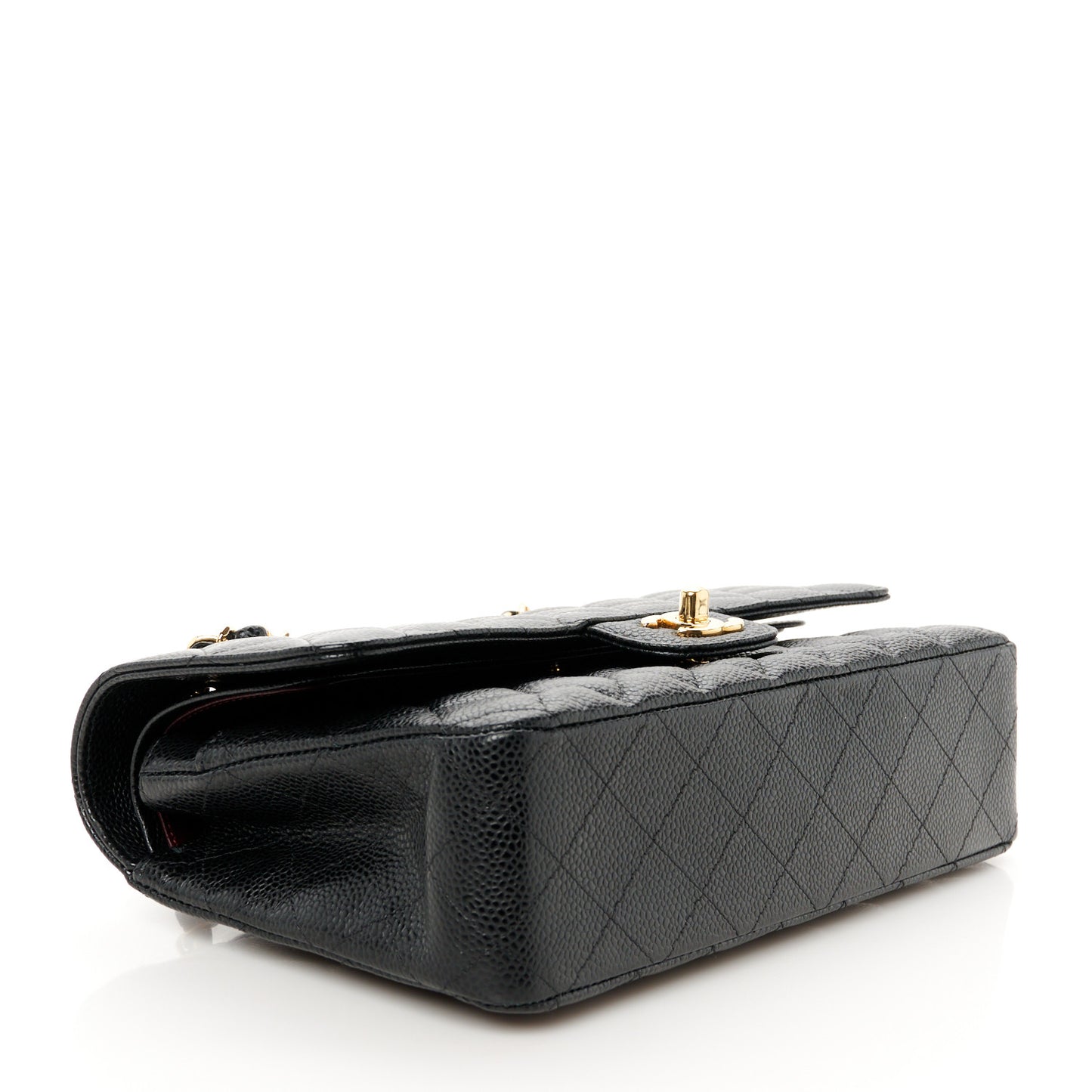 Caviar Quilted Medium Double Flap Black