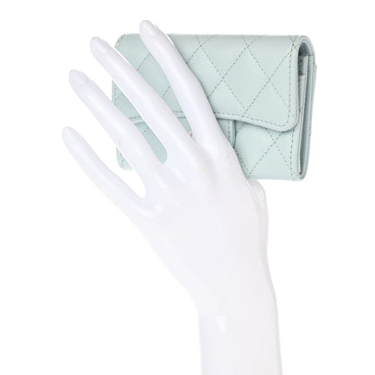 Chanel Caviar Quilted Flap Card Holder Wallet Light Blue 2 of 8