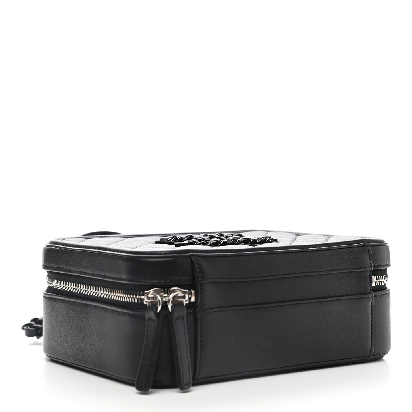 Lambskin Quilted Medium CC Filigree Vanity Case Black