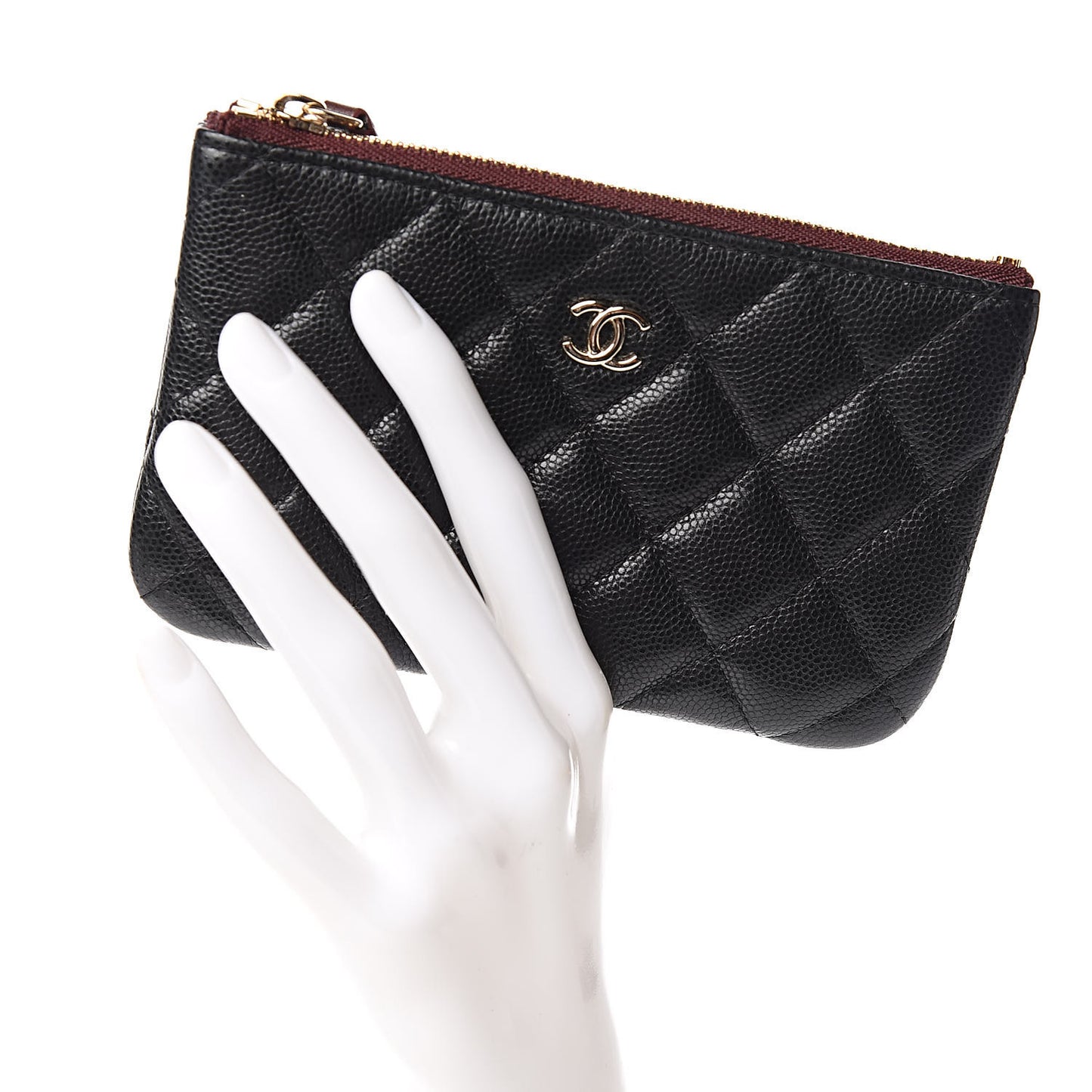 Caviar Quilted Small Cosmetic Case Black