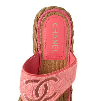 Chanel Terry Cloth Raffia CC Logo Thong Sandals 39 Pink 7 of 9