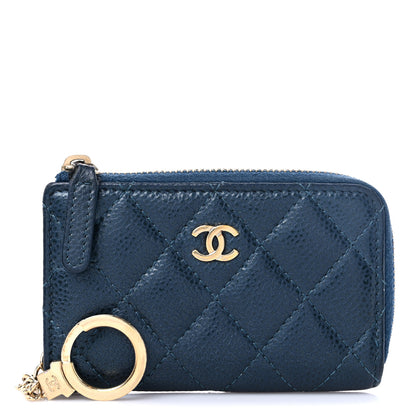 Chanel Caviar Quilted Key Holder Case Navy 1 of 12