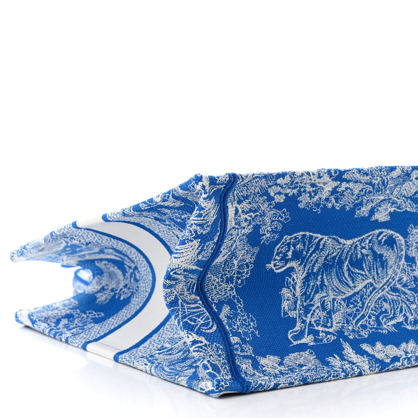 CHRISTIAN DIOR Canvas Embroidered Medium Dioriviera Toile De Jouy Book Tote Fluorescent Blue
