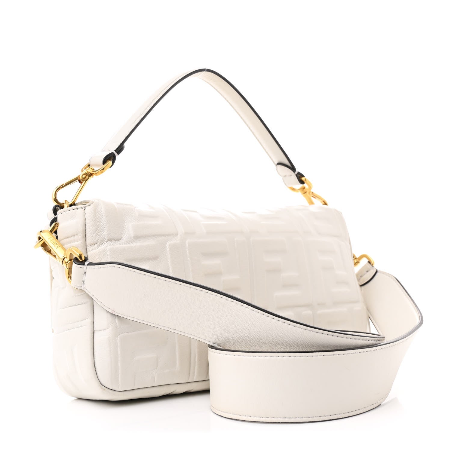 Fendi Nappa FF 1974 Embossed Baguette White 3 of 13
