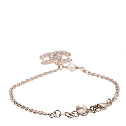 Chanel Pearl Crystal CC Bracelet Light Gold 3 of 5