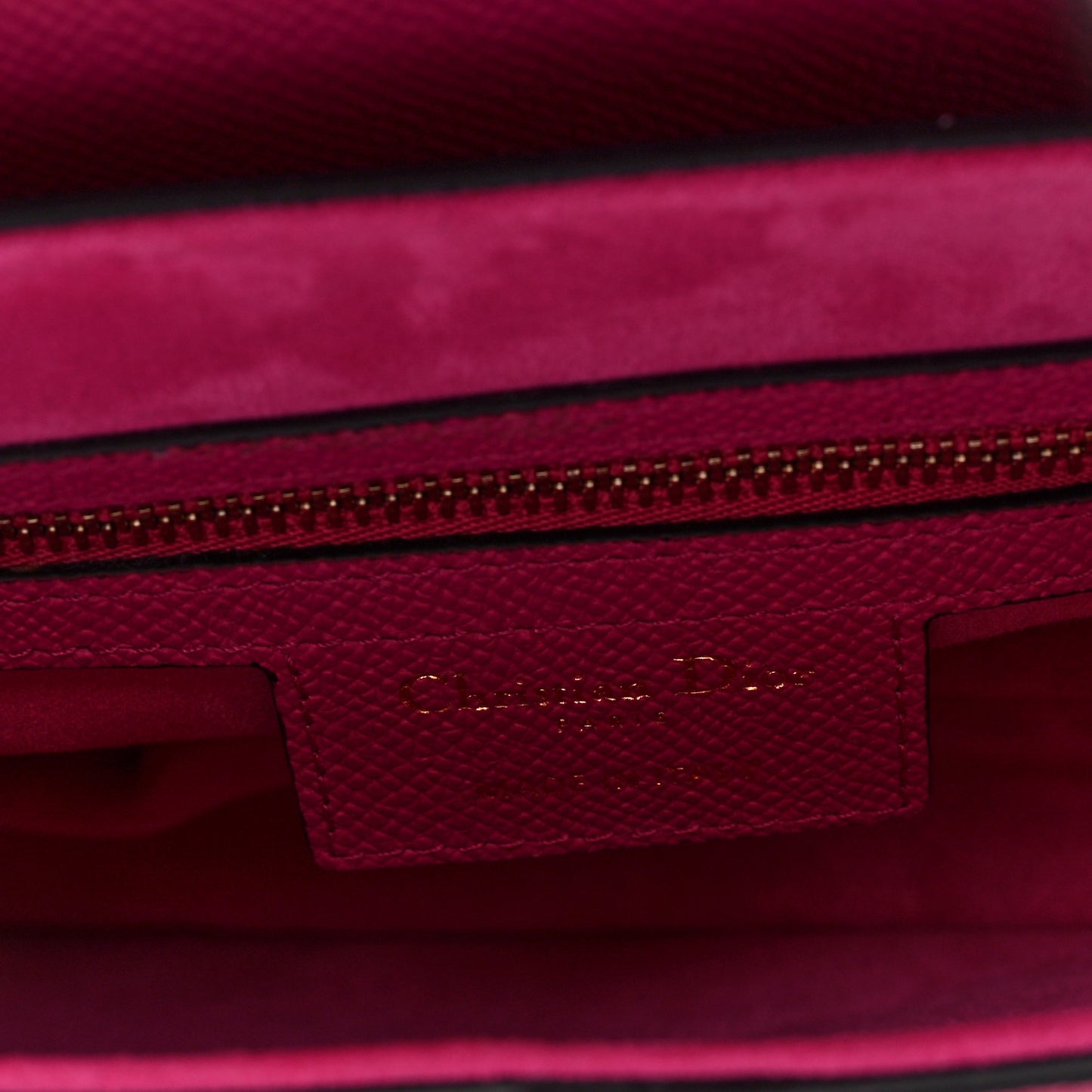 Grained Calfskin Saddle Bag With Strap Fuchsia