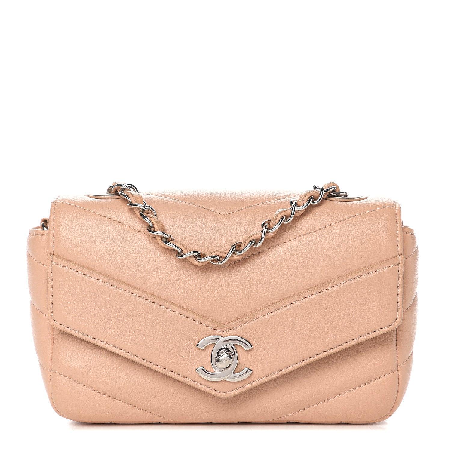 Chanel Caviar Chevron Quilted Small Single Flap Light Pink 1 of 9