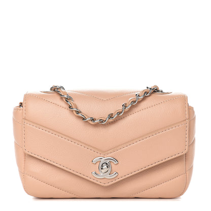 Chanel Caviar Chevron Quilted Small Single Flap Light Pink 1 of 9