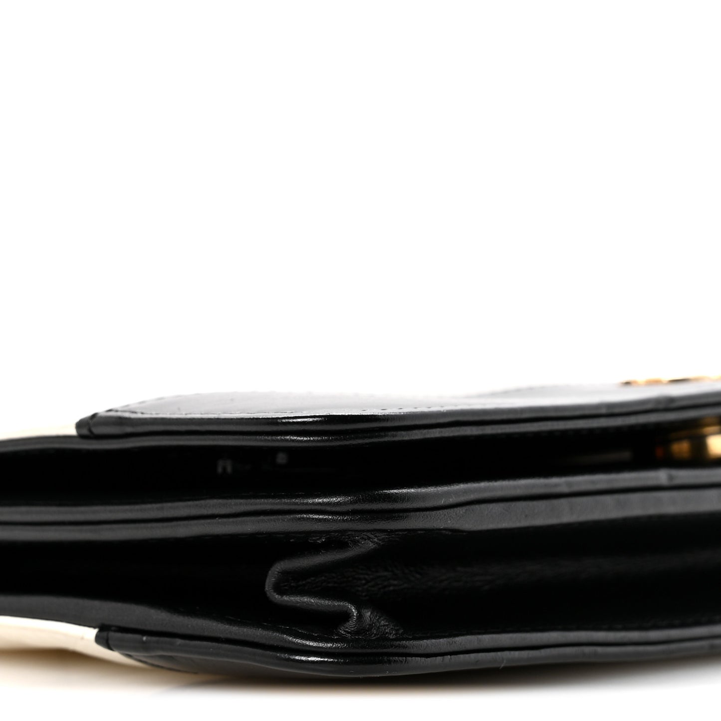 Aged Calfskin Quilted Gabrielle Wallet On Chain WOC White Black