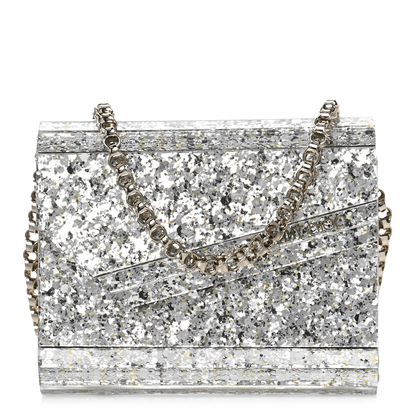 Acrylic Coarse Glitter Micro Candy Clutch Champagne
