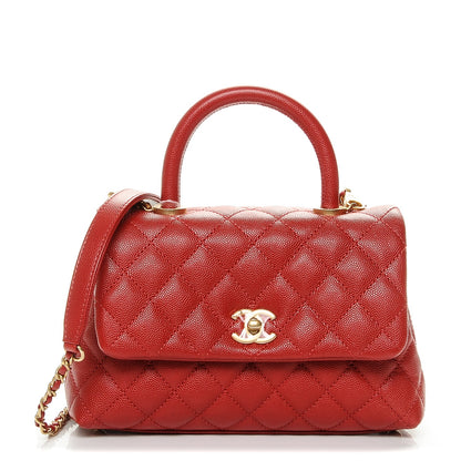 Chanel Caviar Quilted Mini Coco Handle Flap Red 1 of 7