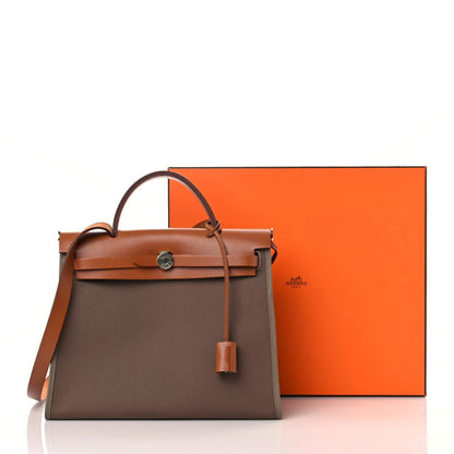 Hermes Vache Hunter Toile Herbag Zip 31 PM Etoupe Dune Fauve 13 of 13
